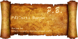 Pászti Barna névjegykártya