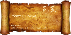 Pászti Barna névjegykártya